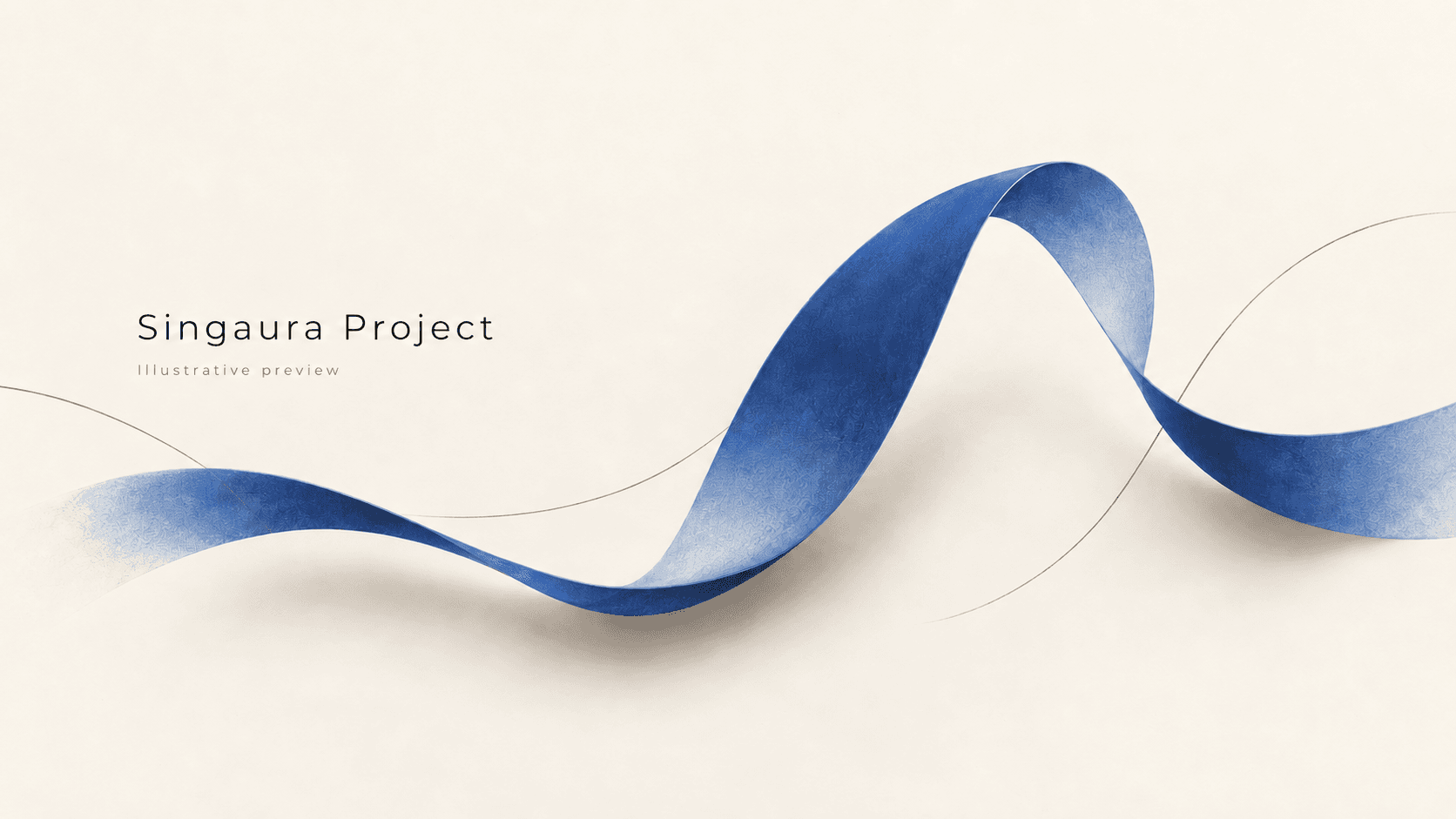 An abstract cobalt ribbon for the Singaura Project.
