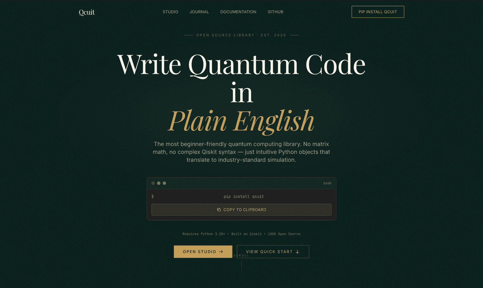 Qcuit’s quantum-programming website.